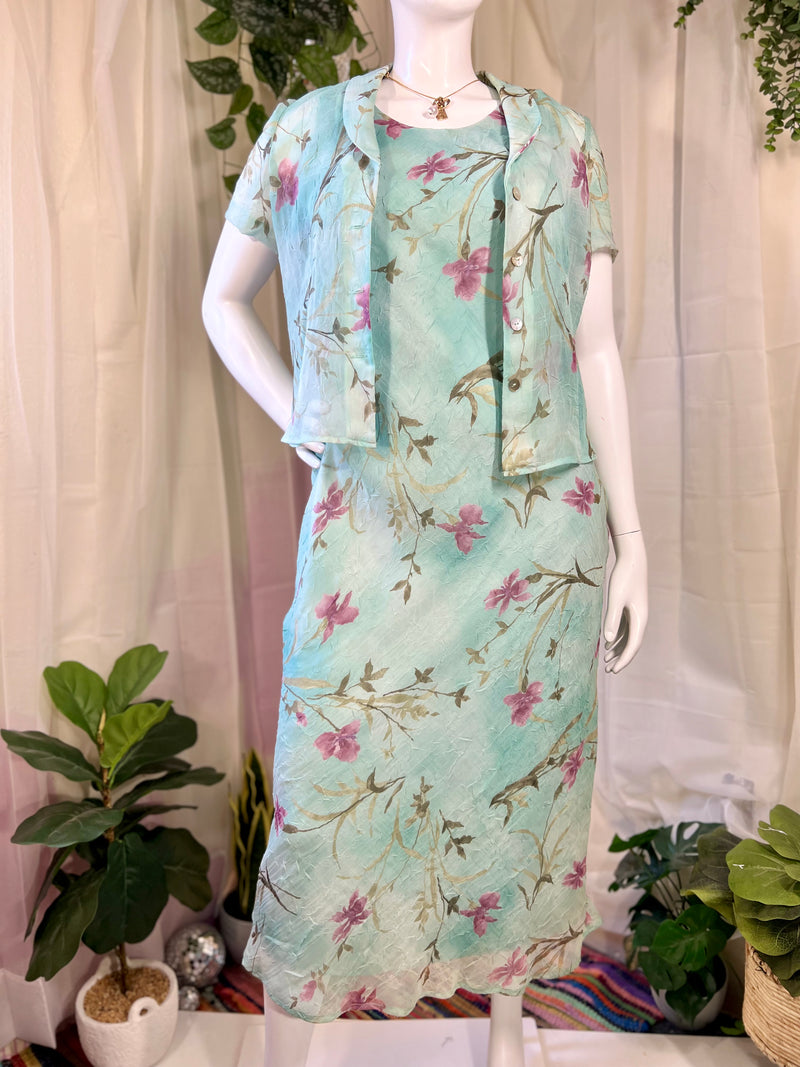 Blue Floral K & Company Blouse + Dress Set, 14