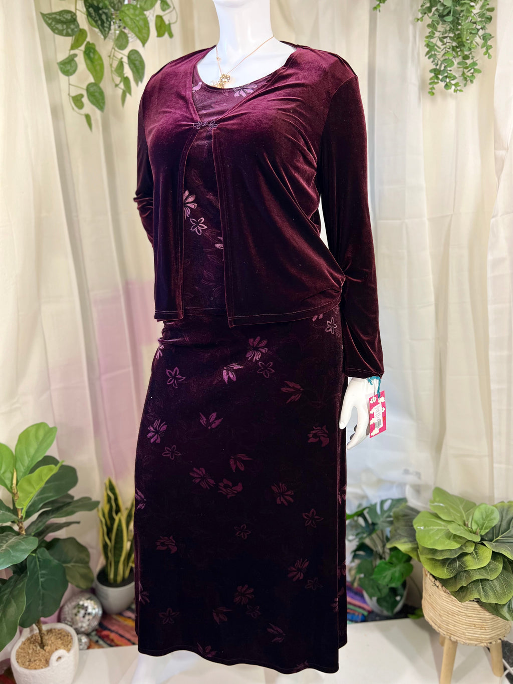 Purple George Velvet Dress W/ Shawl, L