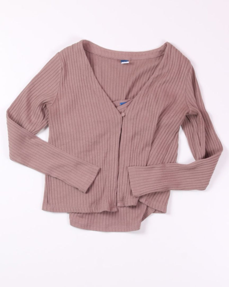 Brown Old Navy Ribbed Long Sleeve, L