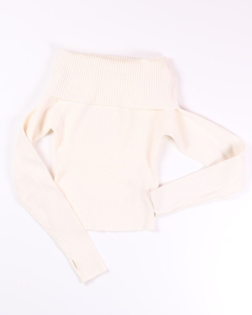 Cream Princess Polly Cropped Sweater, L/XL