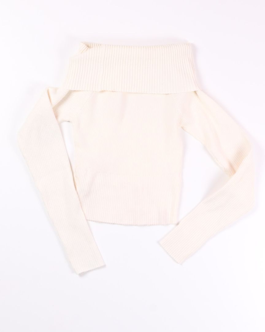 Cream Princess Polly Cropped Sweater, L/XL