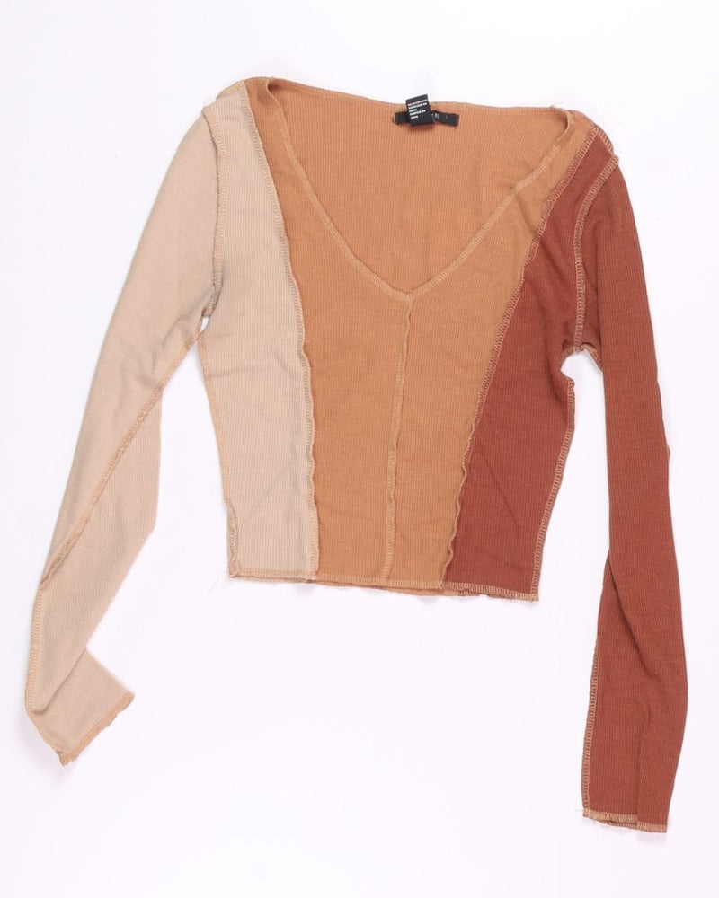 Brown Forever21 Cropped Long Sleeve, S