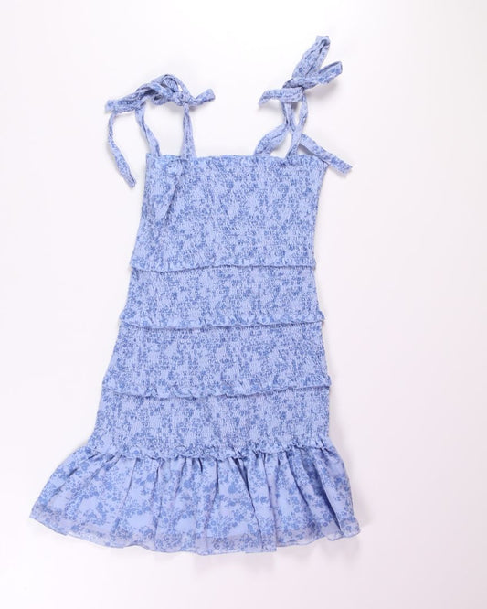 Blue Tiered Mini Dress, S