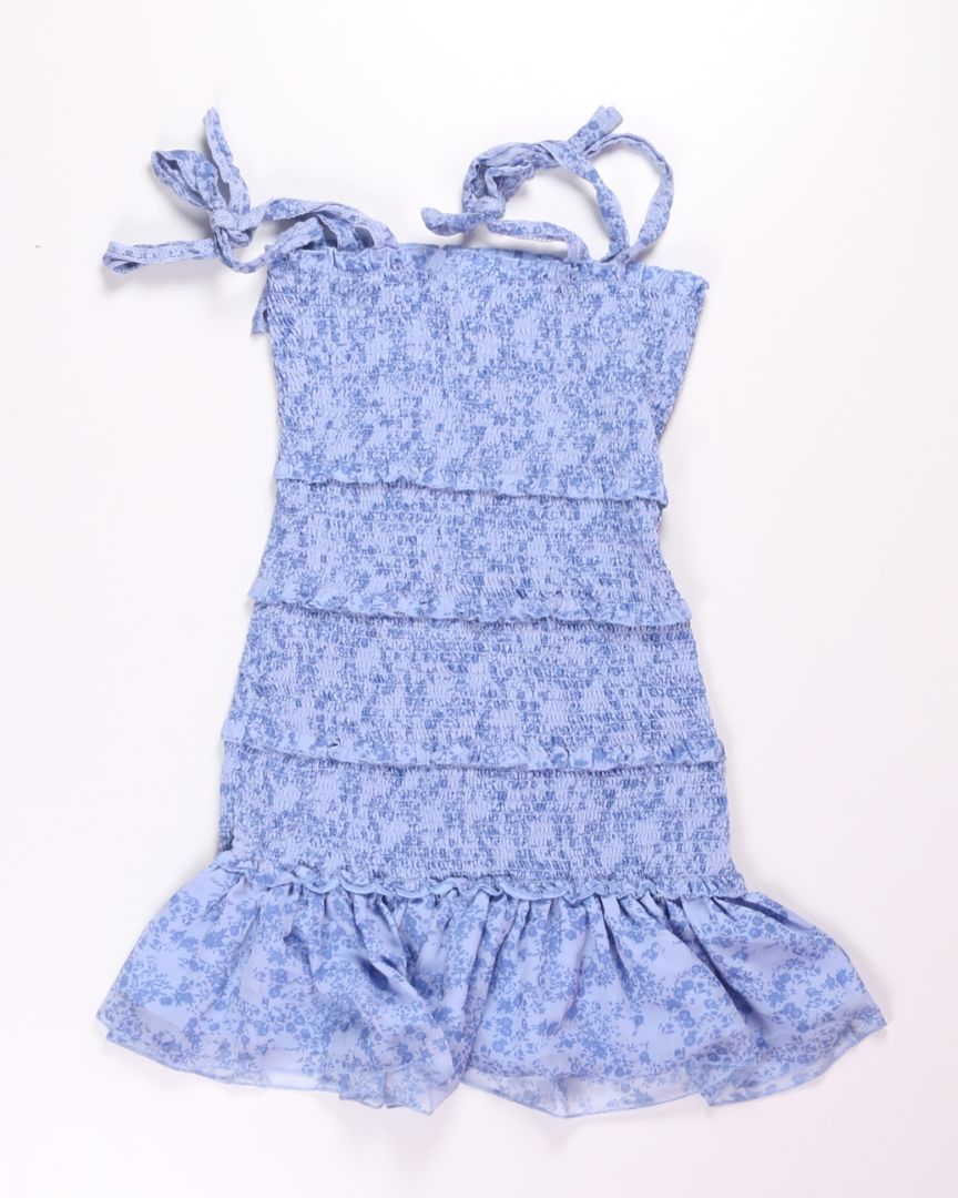 Blue Tiered Mini Dress, S