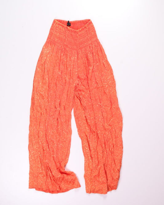 Orange Out From Under Silk Wide Leg Pants, M