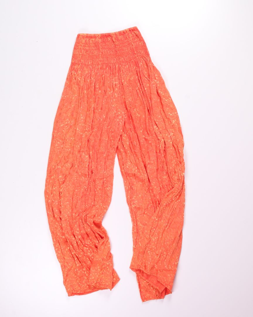 Orange Out From Under Silk Wide Leg Pants, M