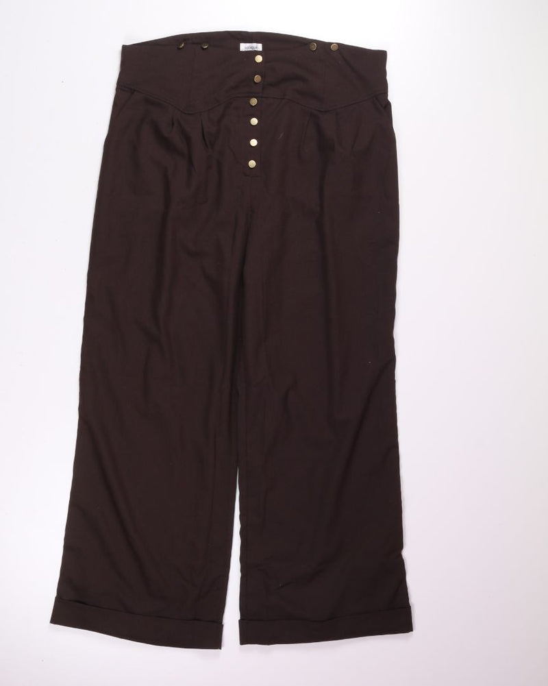 Brown Unique Vintage Wide Leg Pants, 2X