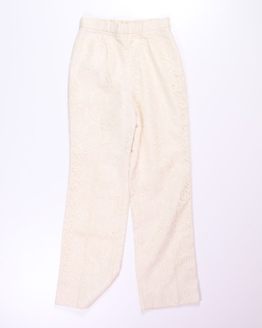 Cream Vincenti Lace Trousers, XS