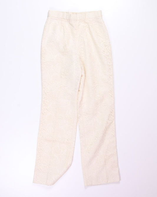 Cream Vincenti Lace Trousers, XS