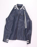 Blue Xray Leather Bomber Jacket, M