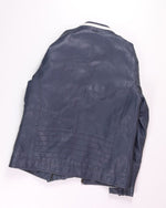 Blue Xray Leather Bomber Jacket, M