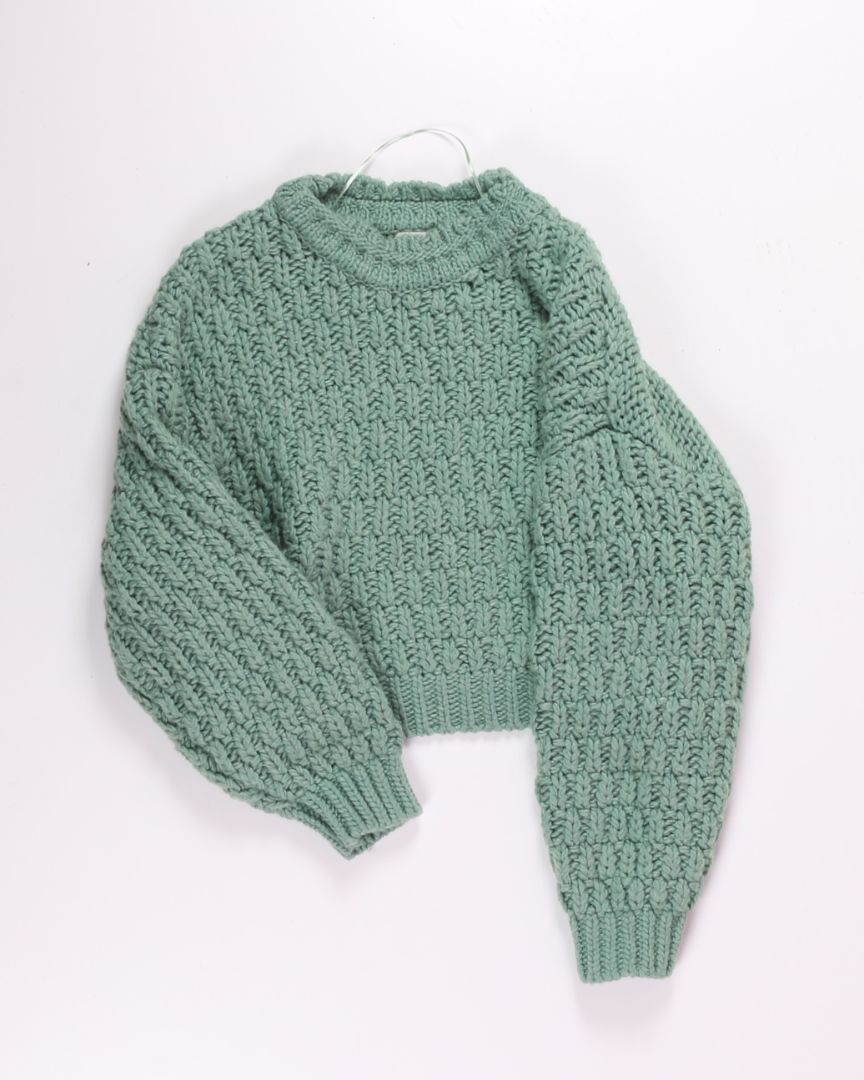 Green Universal Thread Cropped Chunky Sweater, L