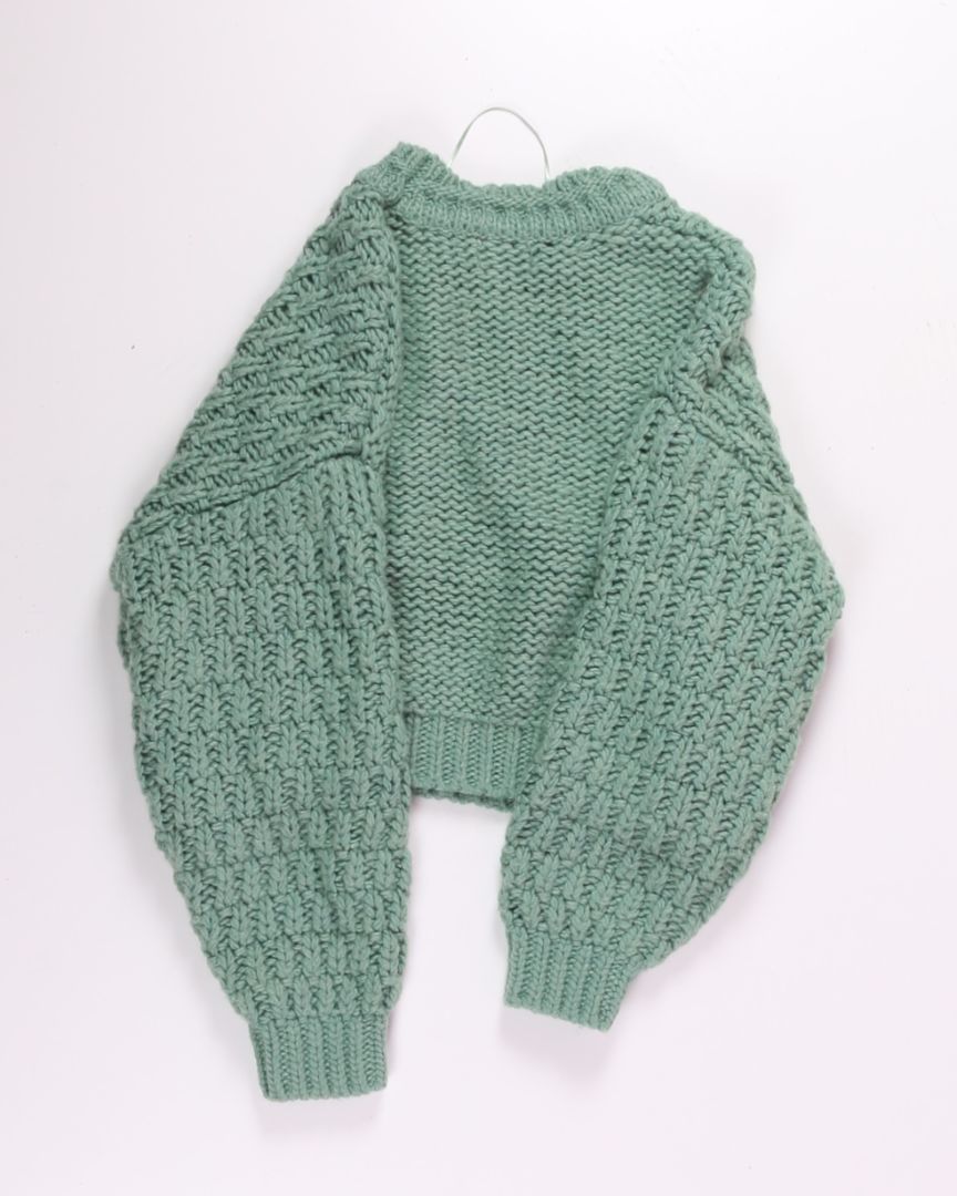 Green Universal Thread Cropped Chunky Sweater, L