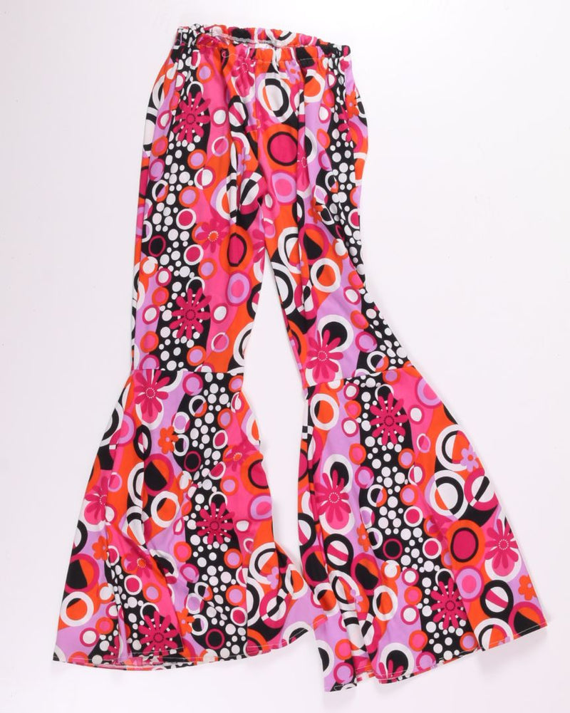 Pink/Orange Kangaroo Bellbottom Pants, S/M