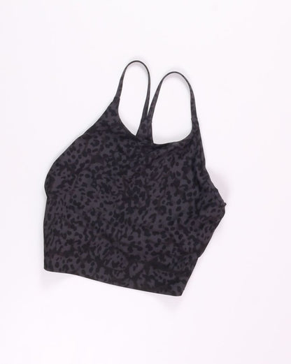 Gray Cheetah Print Old Navy Active Longline Sports Bra, L