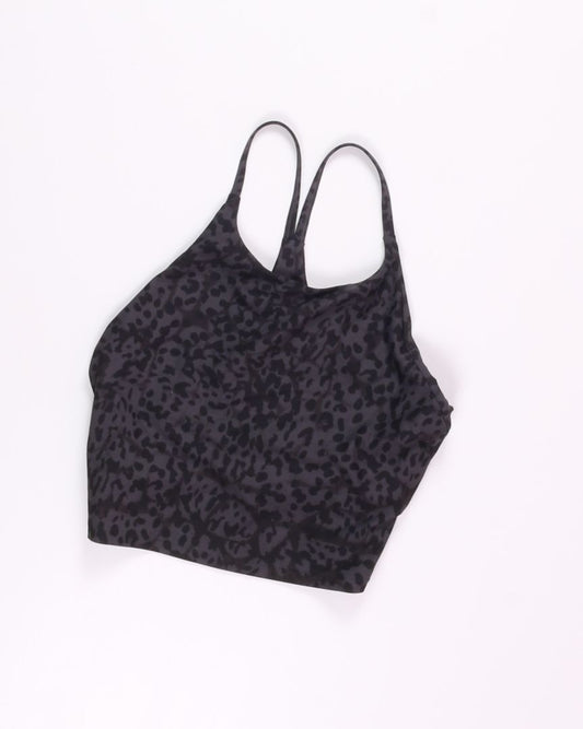 Gray Cheetah Print Old Navy Active Longline Sports Bra, L