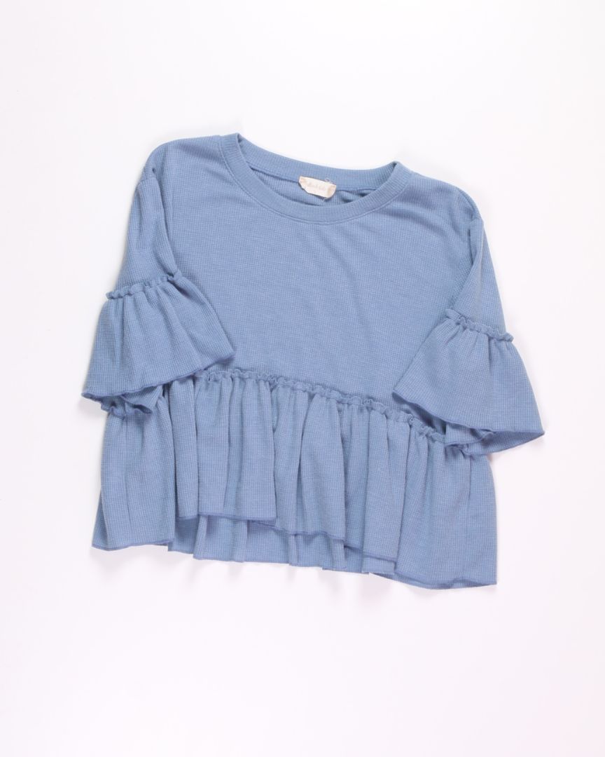 Blue Altar'd State Ruffle Tee, L