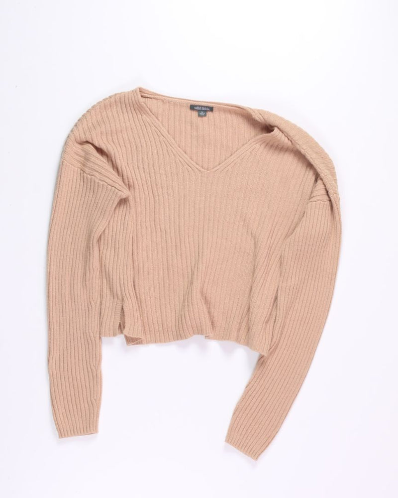 Tan Wild Fable Cropped Sweater, XL