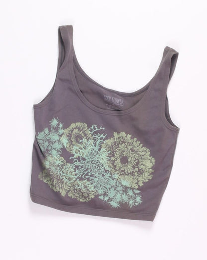 Gray Soul Flower Cropped Tank, M