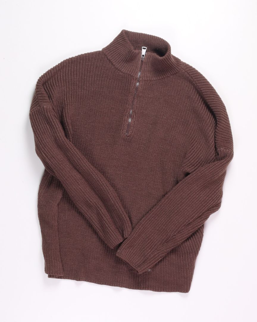 Brown Quarter Zip Sweater, 2X