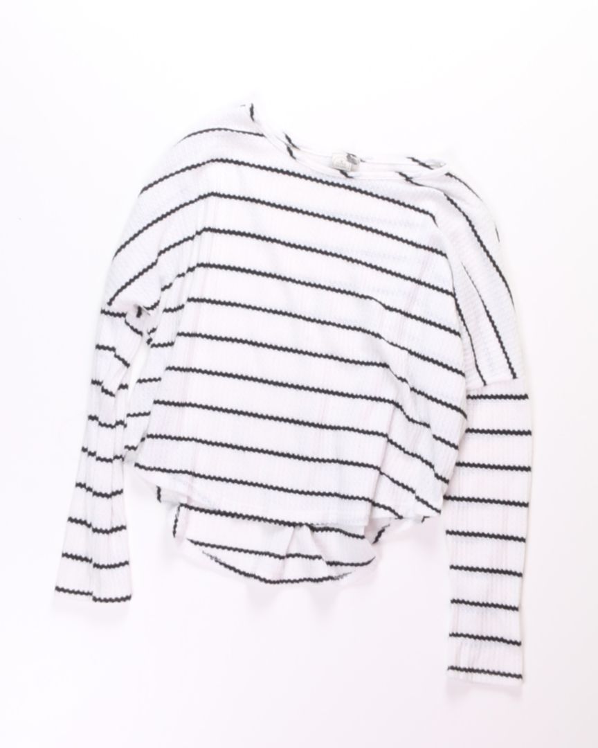 B&W Paper Crane Cropped Long Sleeve, XS