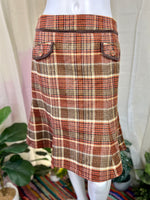 Brown Plaid ATL Studio Tweed Skirt, 6