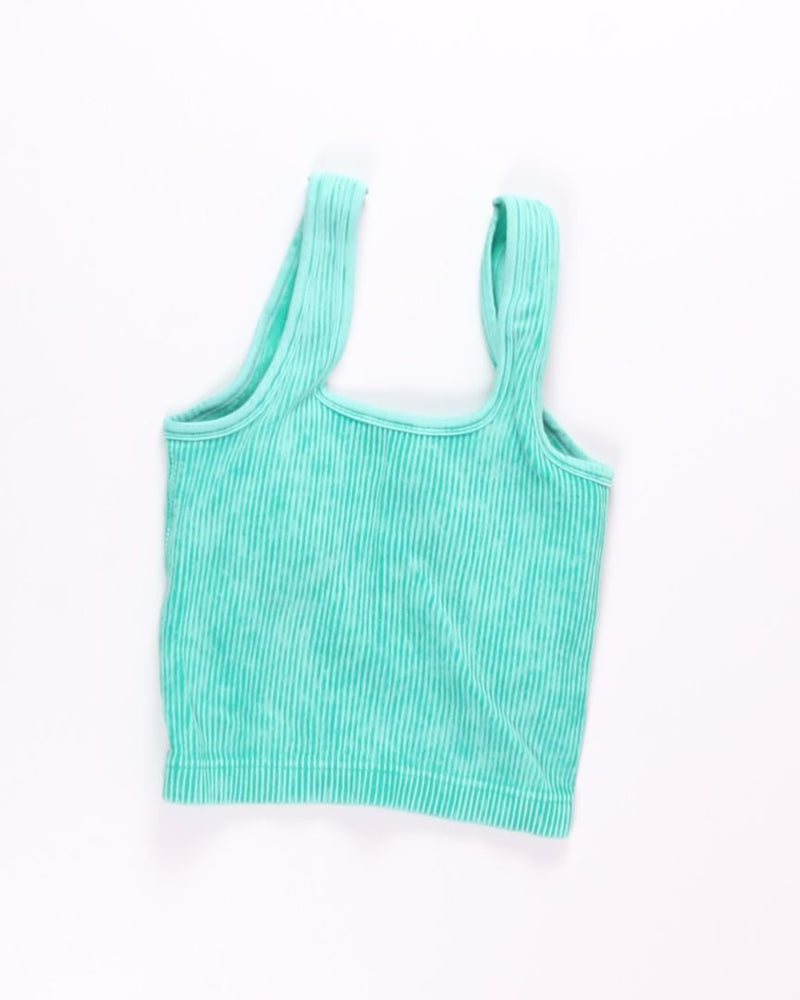 Green Zenana Cropped Tank, L/XL