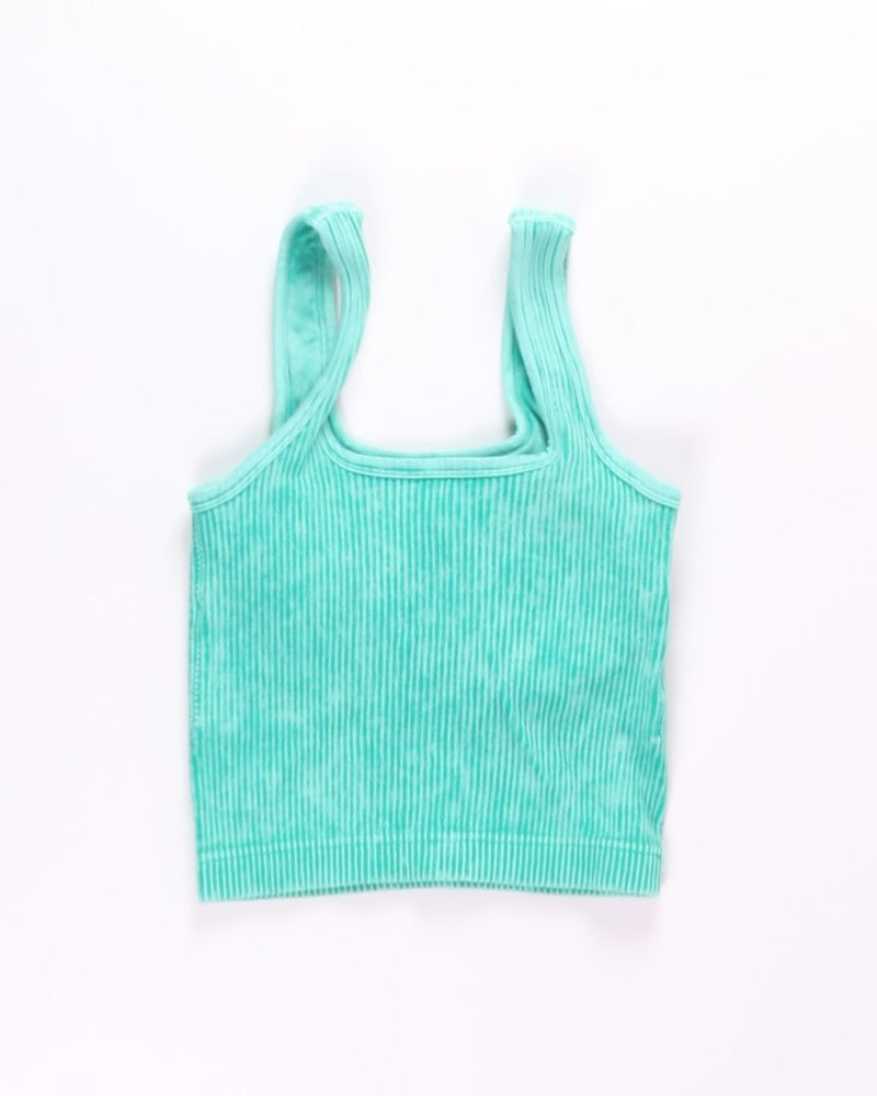 Green Zenana Cropped Tank, L/XL