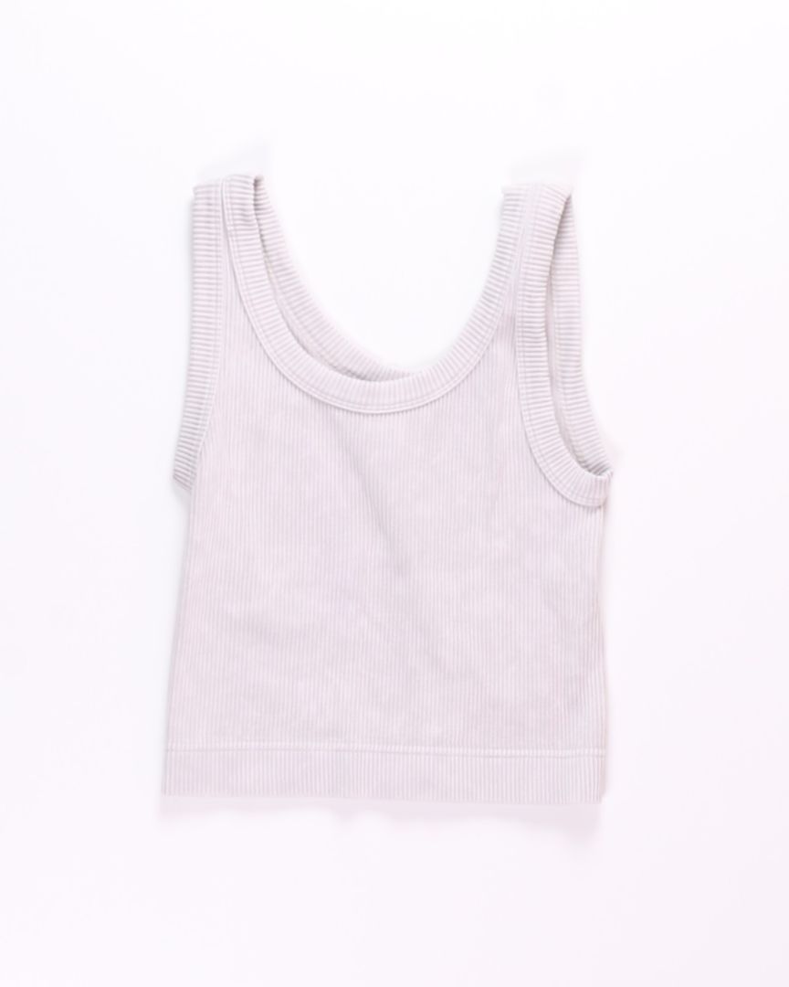 Gray Zenana Cropped Tank, L/XL