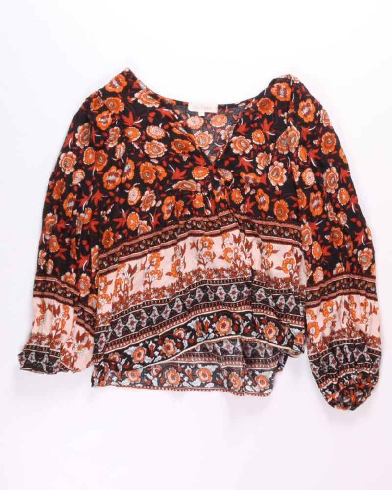 Black/Orange Solitaire Blouse, XL