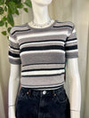 Gray Striped Directives Sweater Shortsleeve, M
