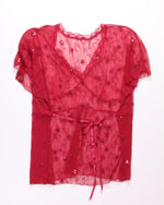 Red  Sheer Y2K Blouse, L