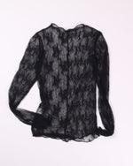 Black Ugerlov Sheer Lace Long Sleeve, XS