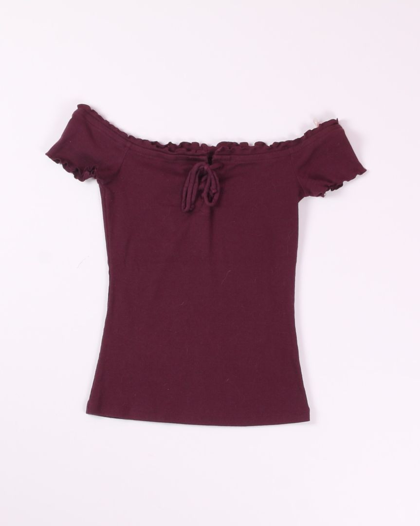 Purple Aeropostale Off-the-Shoulder Tee, S