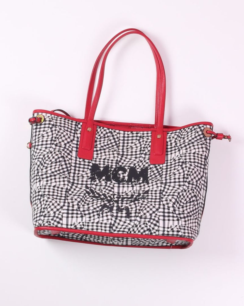 B&W/Red MCM Reversible Purse