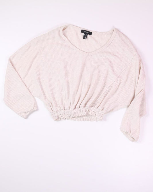 White Forever21 Cropped Long Sleeve, M