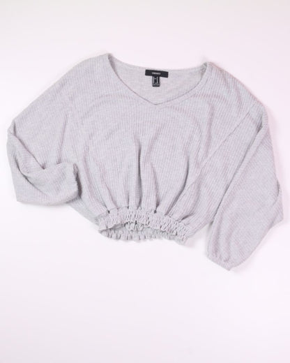 Gray Forever21 Cropped Long Sleeve, M