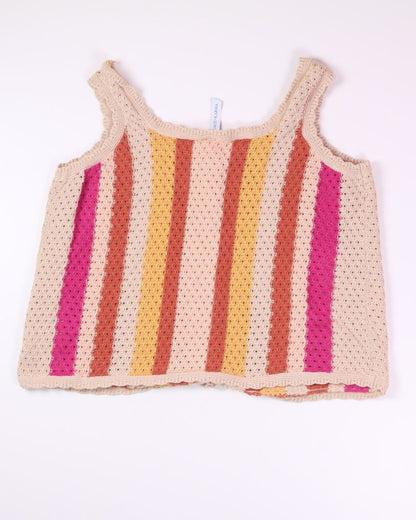 Pink/Tan Grace + Karma Knitted Tank, 2X