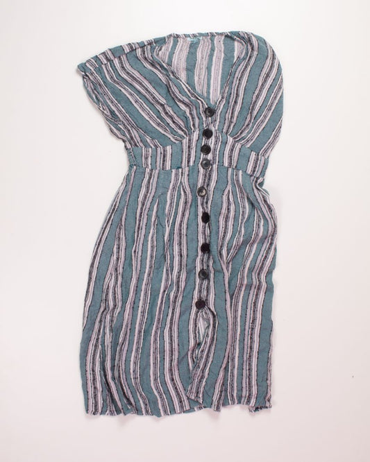 Teal Nostalgia Buttoned Dress, L