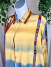 Yellow Beverly Rose Button Down Sheer Long Sleeve, 1X