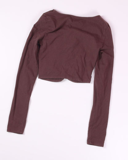 Brown Aeropostale Cropped Long Sleeve Blouse, S