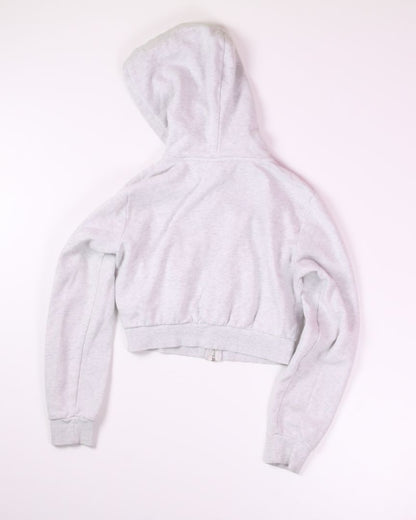 Grey Divided Cropped Zip Up Hoodie, S