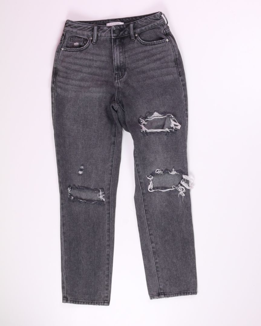 Darkwash Pacsun Distressed Mom Jeans, 0