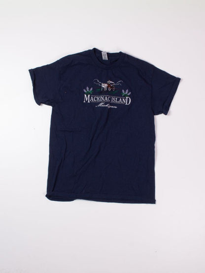 Navy Gildan Vintage Embroidered Tee, M