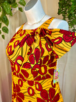 Yellow and Red  Handmade Groovy Ruffle Dress, L/XL