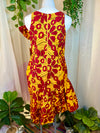 Yellow and Red  Handmade Groovy Ruffle Dress, L/XL