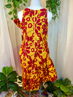 Yellow and Red  Handmade Groovy Ruffle Dress, L/XL