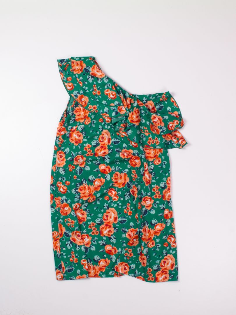 Green Shein One Shoulder Dress, M