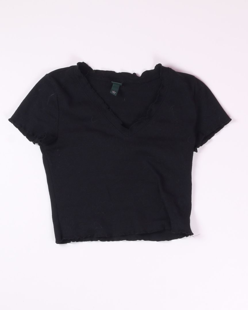 Black Wild Fable Cropped Short Sleeve, S