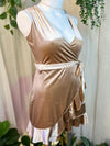 Tan BB Dakota Velvet Wrap Dress, M